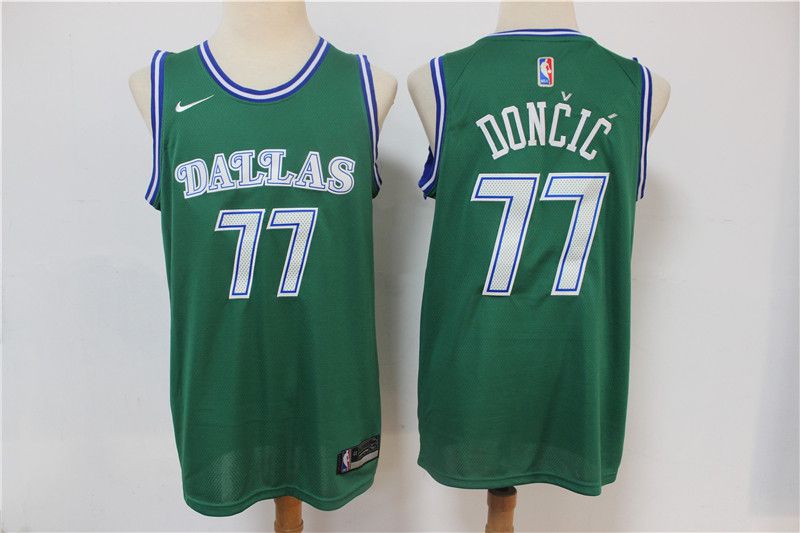 Men Dallas Mavericks 77 Doncic Green Nike Throwback Game NBA Jerseys